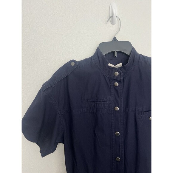 Isabel Marant Etoile Rodwell Mini Dress Faded Night Belted Waist High Neck FR 34 - Picture 6 of 11